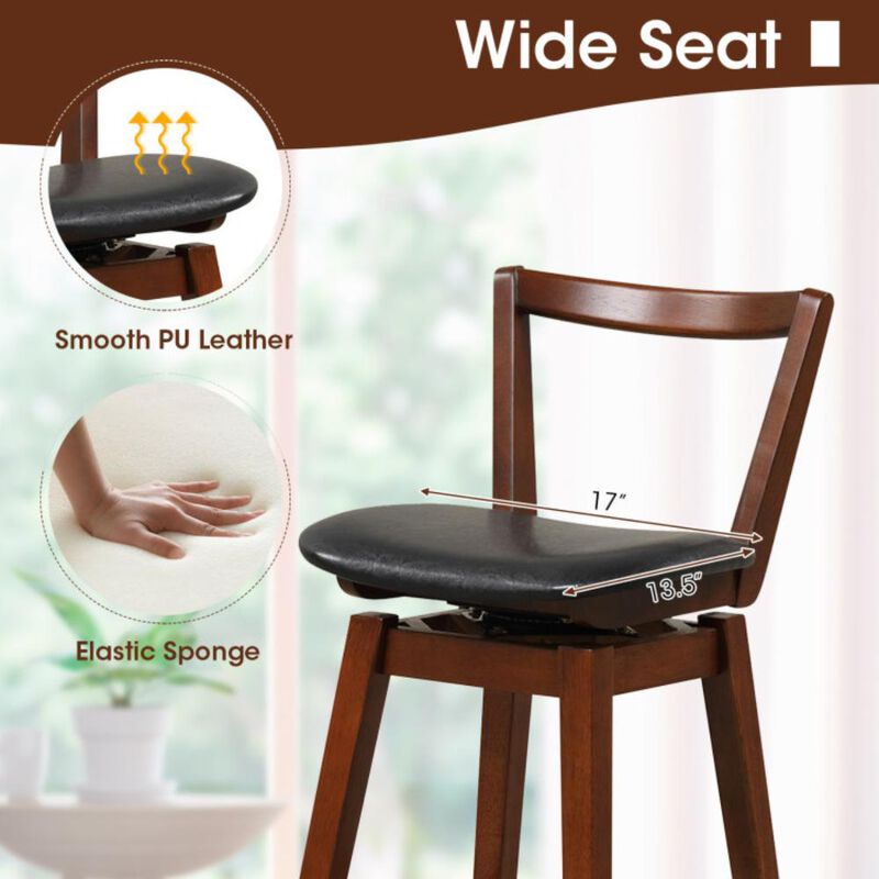 Hivvago Swivel Upholstered PU Leather Stool with Backrest and Cushioned Seat