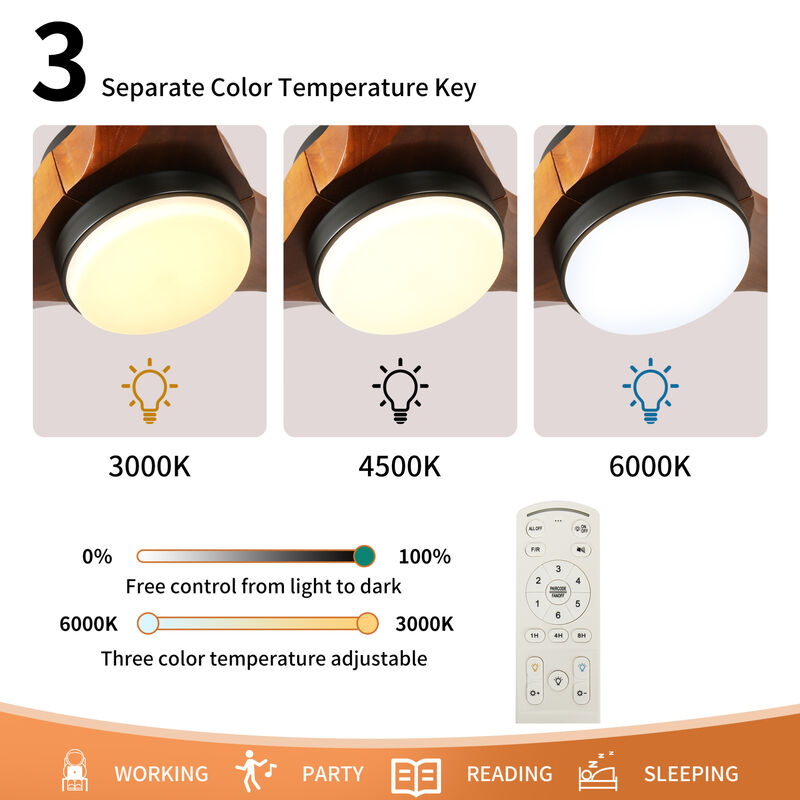 ELEMENT ACE Modern 60-Inch Reversible Ceiling Fan Light with Remote Control and Whisper Quiet Motor image number 8