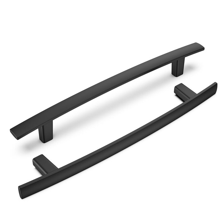 homdiy 20 Pack Cabinet Handles Black Cabinet Pulls 5"" Hole Centers Kitchen Pulls Matte Black Curved Arch Handles for Dresser Cu