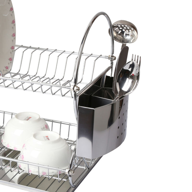 MegaChef Chrome Plated 17.5 Inch Two Shelf Dish Rack