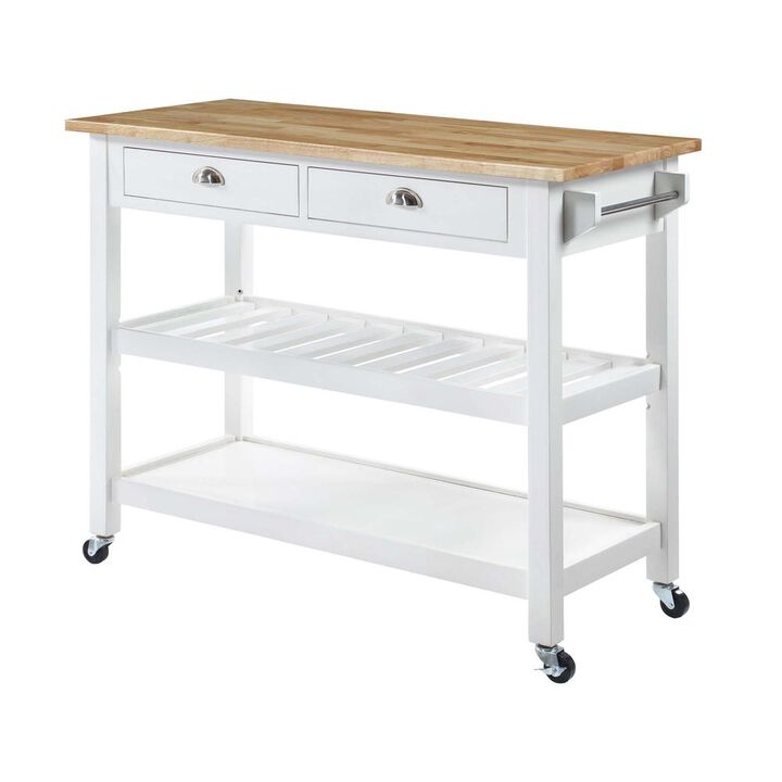 Convenience Concepts American Heritage 3 Tier Butcher Block Kitchen Cart with Drawers