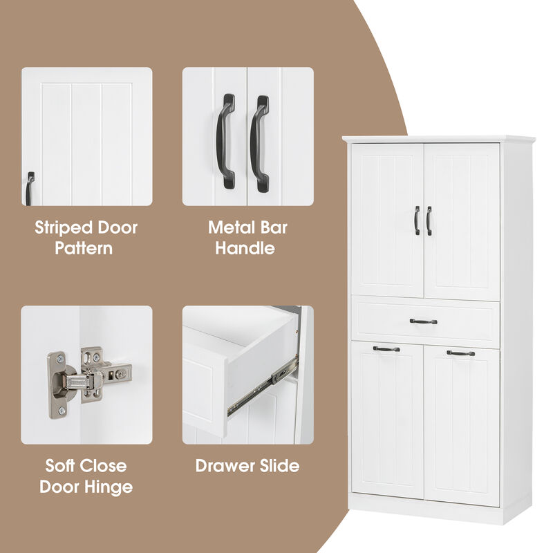 Merax Bathroom Storage Cabinet with 2 Laundry Baskets