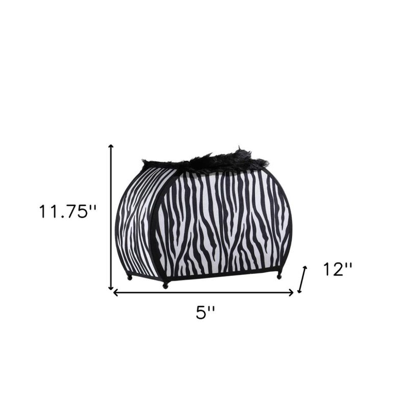Hivvago 12" Black And White Funky Zebra Pattern Novelty Table Lamp