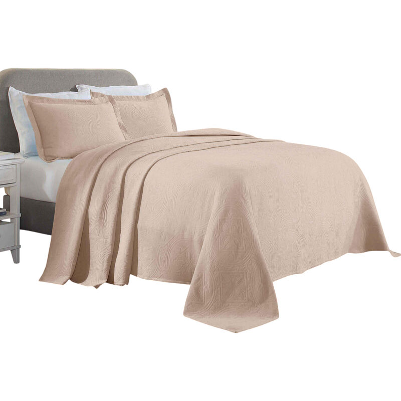 Lightweight Cotton Bedspread Set 3-Piece, Celtic Circle Patterned Matelasse image number 1