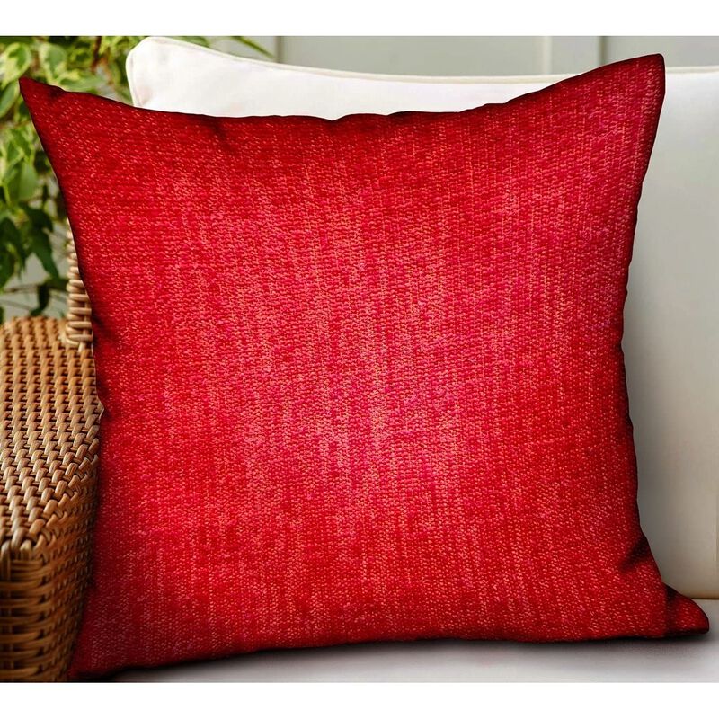 Luxury Scarlet Zest Red Solid Indoor/Outdoor Throw Pillow by Plutus image number 2