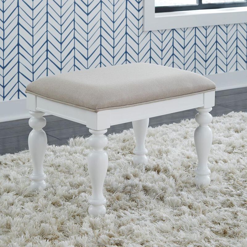 Liberty Furniture Vanity Stool W23 x D17 x H18 in Oyster White Finish image number 3