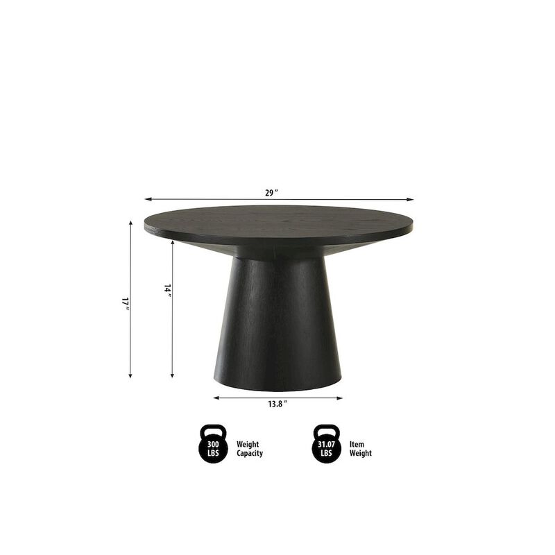 Best Master Furniture Terra Transitional Round Coffee Table with Pedestal Base, Ebony Black image number 2
