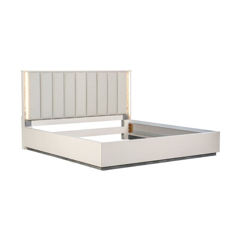 Michael Amini Pavira Eastern King Bed with LED Lights - Stone image number 4