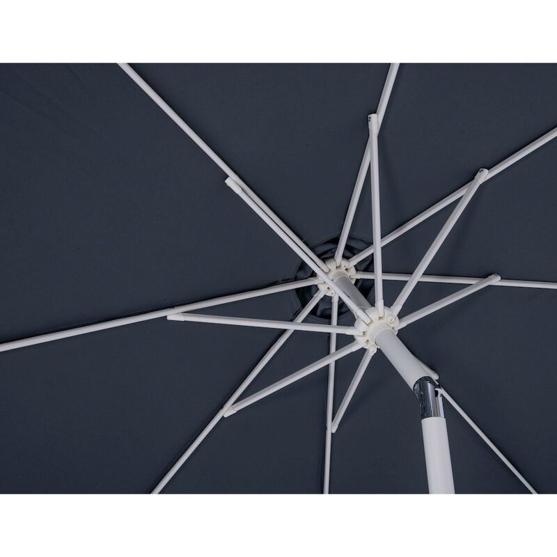 Meridian Furniture Fiji Grey Fabric / Matte Black Aluminum Patio Umbrella with Base Sets