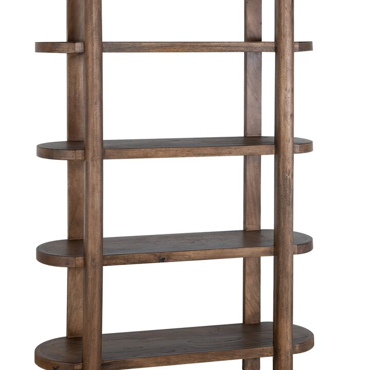 Eray Bookcase, 4 Shelves, Almond Barrel Brown Mango Wood, 71 Inch