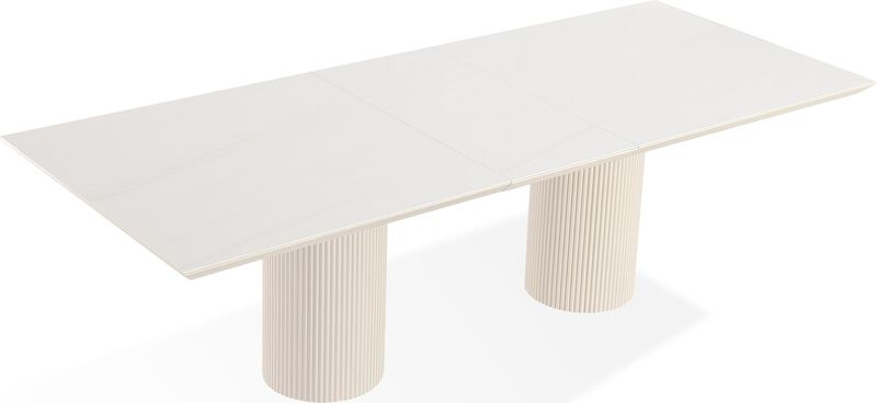 Cannon Stone Top Double Pedestal Extension Dining Table with Ivory Wood Base image number 5