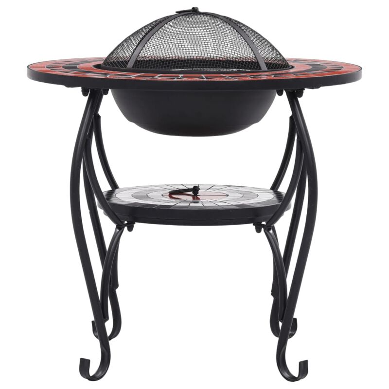 vidaXL Mosaic Fire Pit Table Terracotta and White 26.8" Ceramic