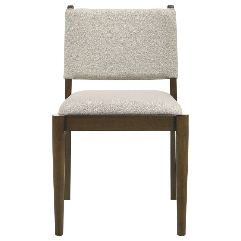 Clera Upholstered Dining Side Chair, Tie Details, Set of 2, Brown Wood image number 3