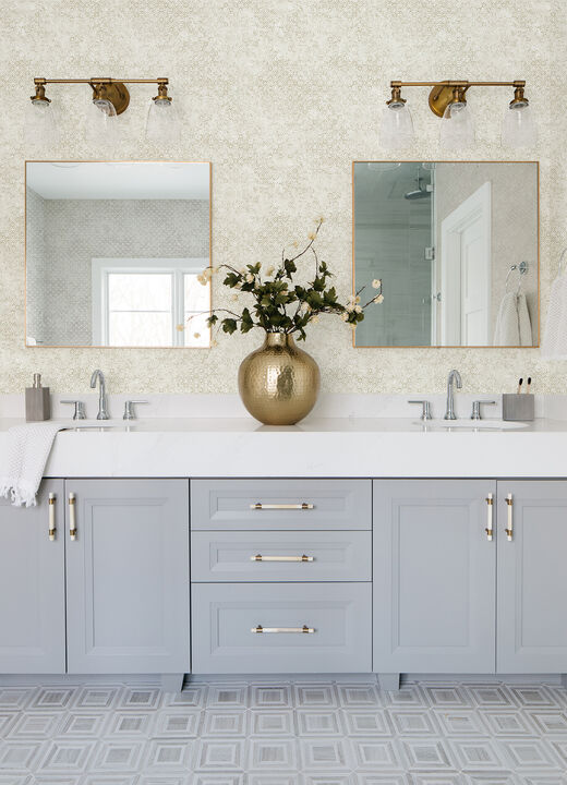 Khauta Champagne Floral Geometric Wallpaper (Double Roll)