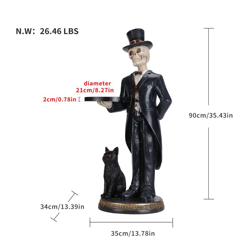 Fotson Halloween Resin Skeleton Butler Floor Statue image number 9