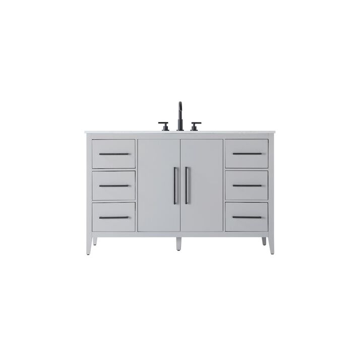 Elegant Kitchen and Bath 54 Inch Single Bathroom Vanity In Grey