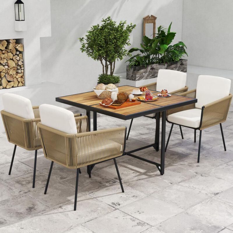 Hivvago 5 Pieces Patio Dining Set with Acacia Wood Tabletop