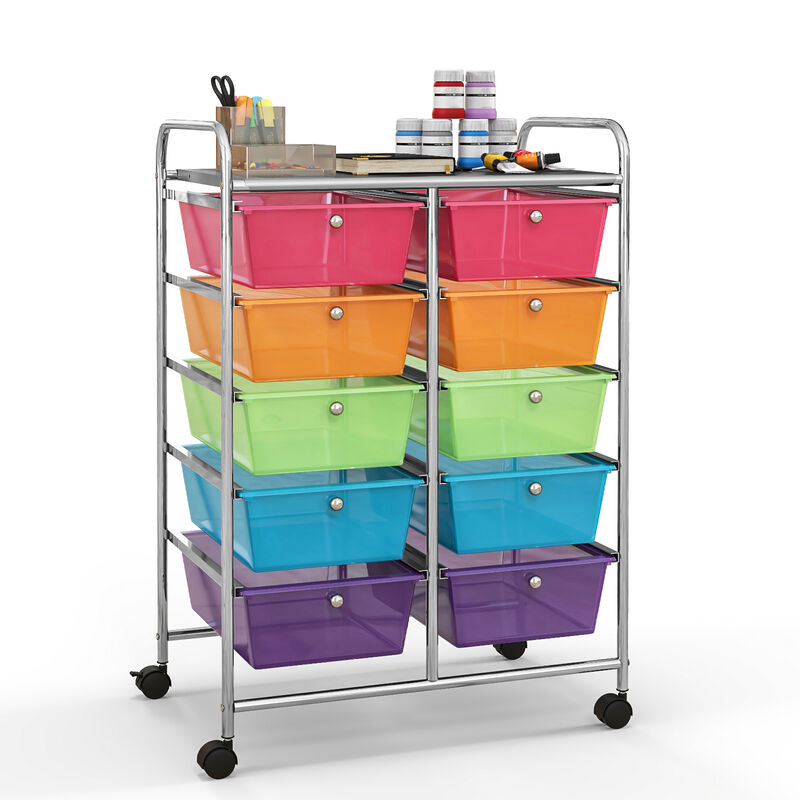 10-Drawer Rolling Storage Cart for Easy Organization and Mobility in Home, Office, or Garage
