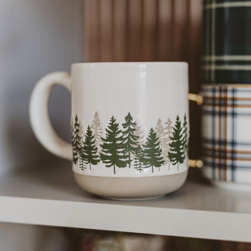 Forest 14 oz Cream Stoneware Coffee Mug image number 1