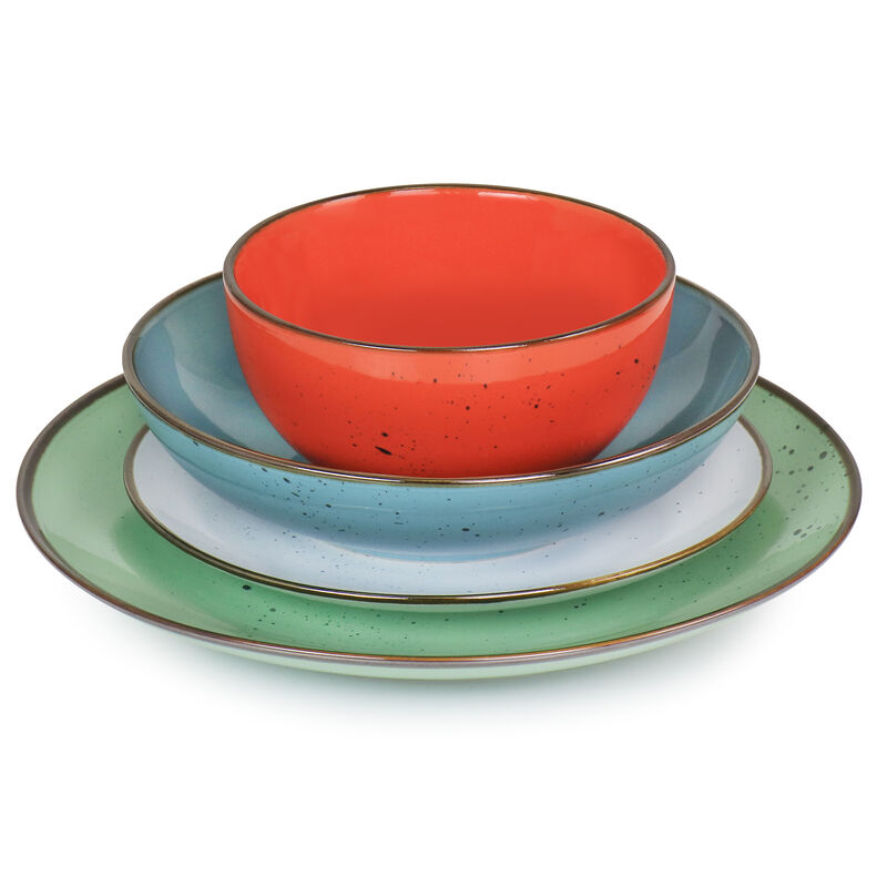 Elama Evelyn 20 Piece Mix and Match Round Stoneware Dinnerware Set in Assorted Colors