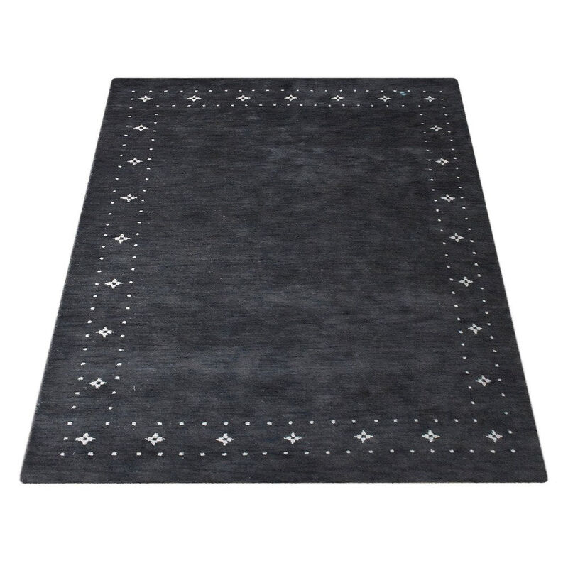 RUGSOTIC CARPETS HAND KNOTTED LOOM WOOL ECO-FRIENDLY AREA RUGS  - 6'x9', Rectangle, Charcoal Color, Contemporary Modern Design, High Pile Thick Handmade Anti Skid Rugs for Living Room (L00219)