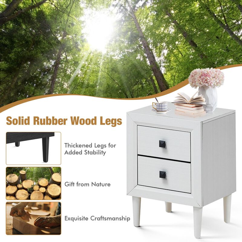 Multipurpose Retro Bedside Nightstand with 2 Drawers