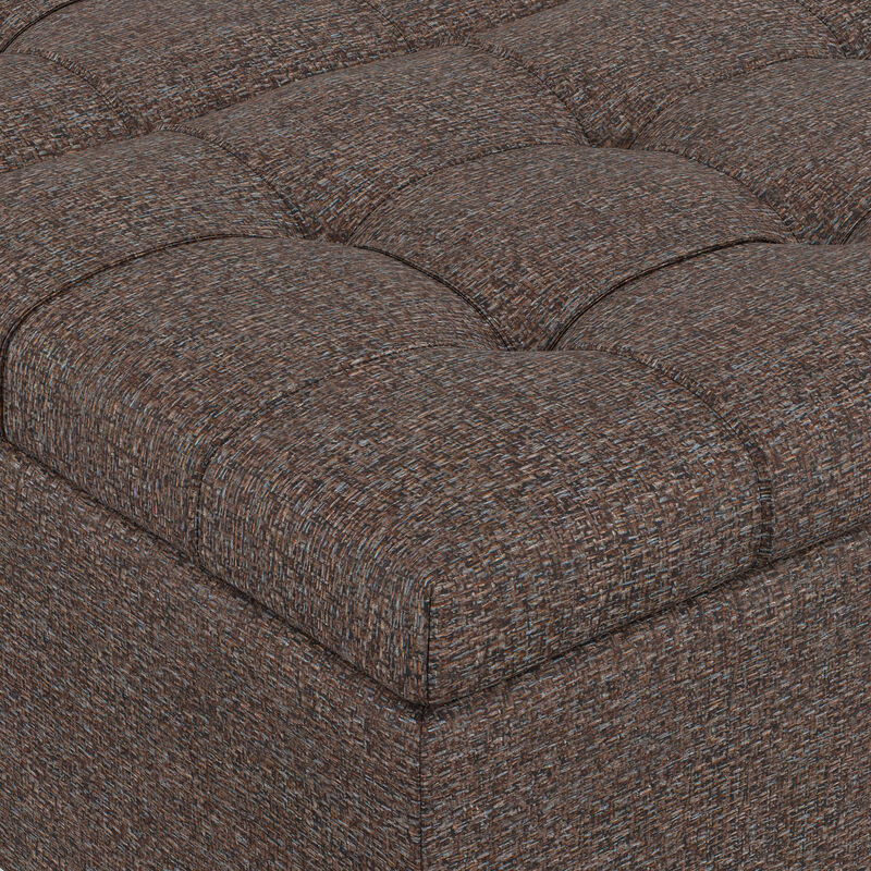 Harrison 36 inch Wide Transitional Square Coffee Table Storage Ottoman in Mink Brown Tweed Look Fabric image number 4