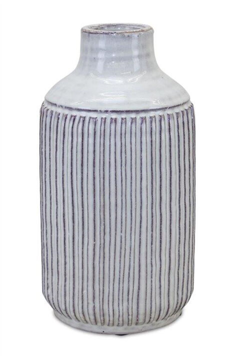 Striped Terracotta Cylinder Table Vase – Decorative Vase for Living Room, Bedroom, or Office