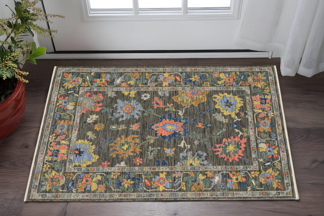 HomeRoots Oriental Area Rug With Fringe