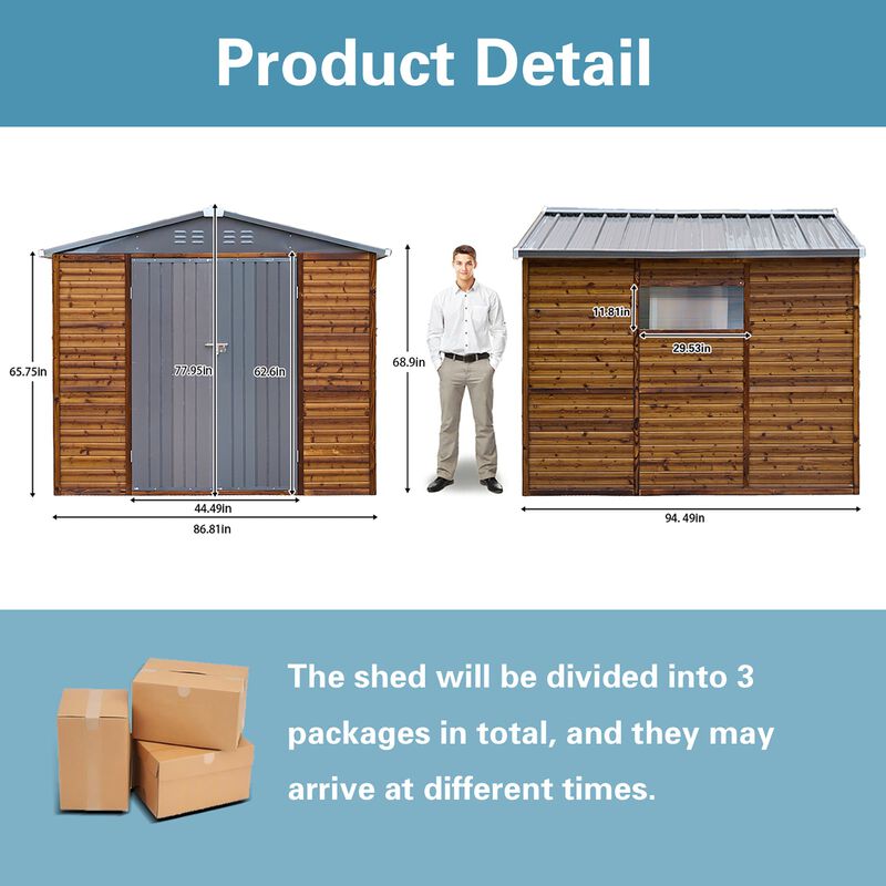 Mondawe 8x8FT Outdoor Cedarwood Storage Shed,Weather Resistance Drainage And Ventilation Tool Shed image number 4