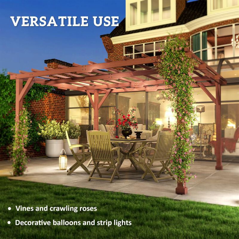 Hivvago 11x12.5 Outdoor Wood Pergola with Trellis image number 5