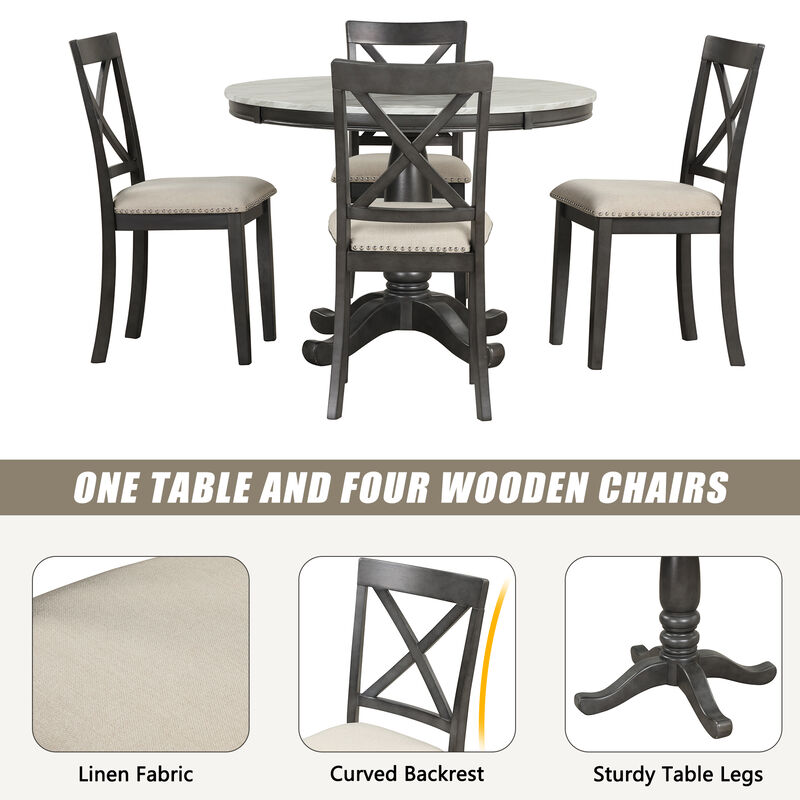 Streamdale Solid Wood Dining Set for 4