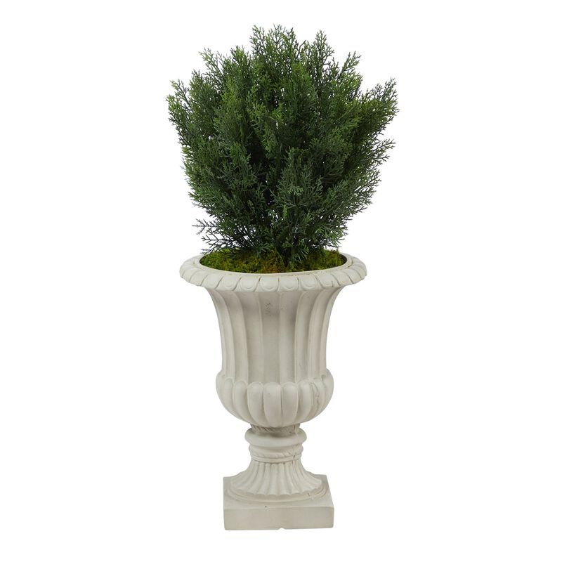 HomPlanti 39 Inches Cedar Artificial Tree in Sand Finished Urn (Indoor/Outdoor) image number 1
