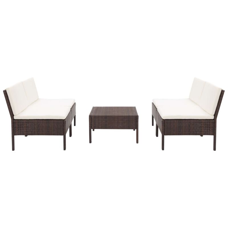 vidaXL 5 Piece Garden Sofa Set with Cushions Poly Rattan Brown