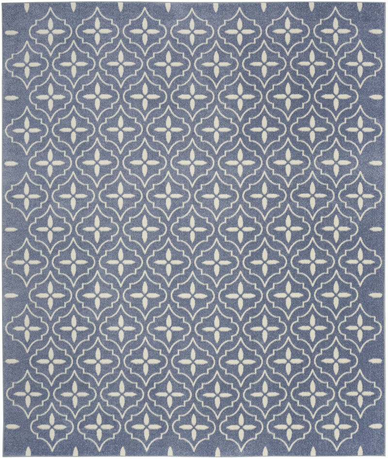 HomeRoots 8' X 10' Blue And Ivory Geometric Indoor Outdoor Area Rug image number 0