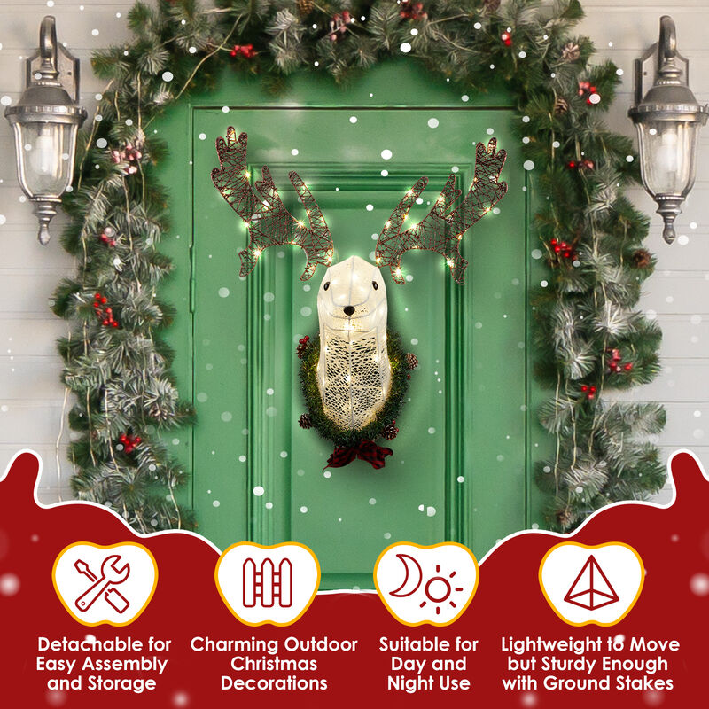 Lighted Christmas Reindeer Head Wall Decor for Indoor Display