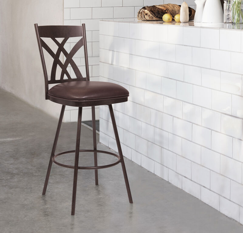 Dover  Counter Height Barstool in Matte Black Finish and Black Faux Leather