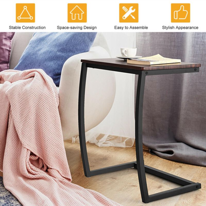 Hivvago Steel Frame C-shaped Sofa Side End Table