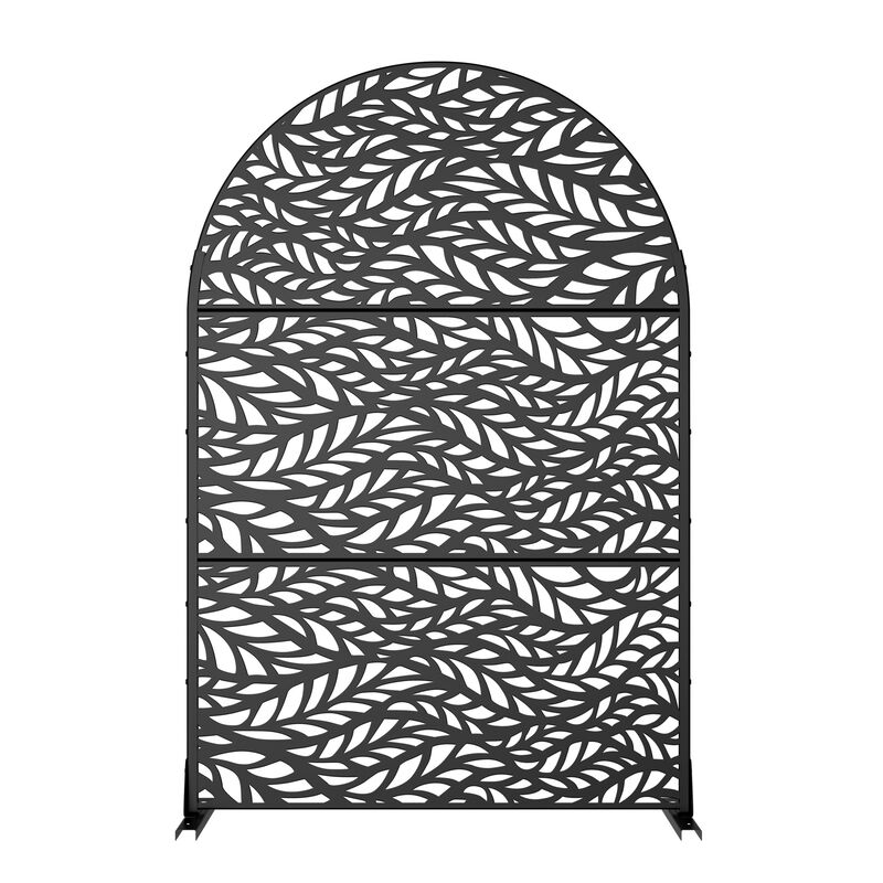 Arched Metal Outdoor Privacy Screen, Freestanding Outdoor Divider Decorative Privacy Fence