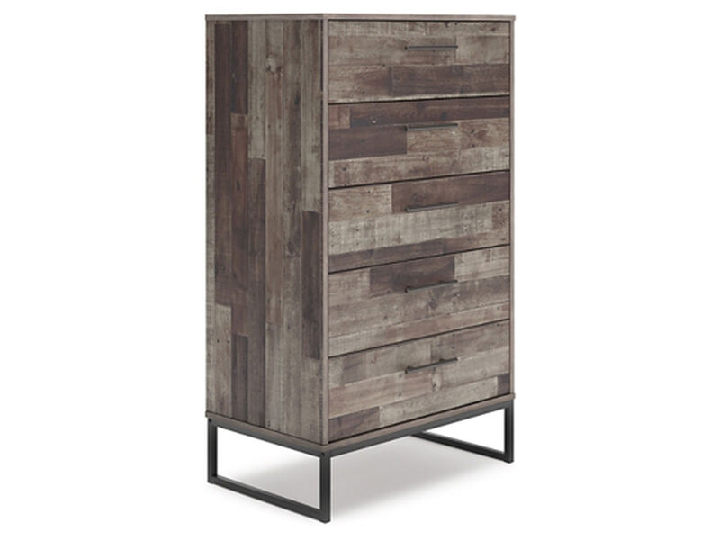 Neilsville 5 Drawer Chest of Drawers in Multi Gray