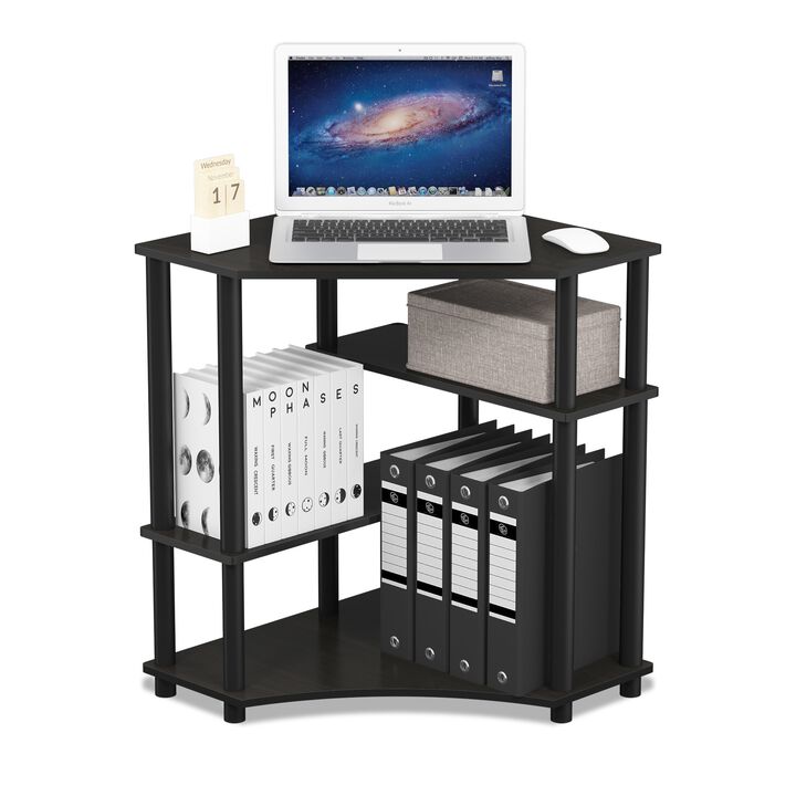 Furinno Furinno Turn-N-Tube Space Saving Corner Desk with Shelves, Espresso/Black 16098EX/BK