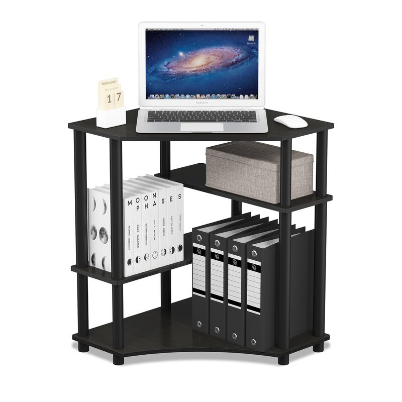 Furinno Furinno Turn-N-Tube Space Saving Corner Desk with Shelves, Espresso/Black 16098EX/BK