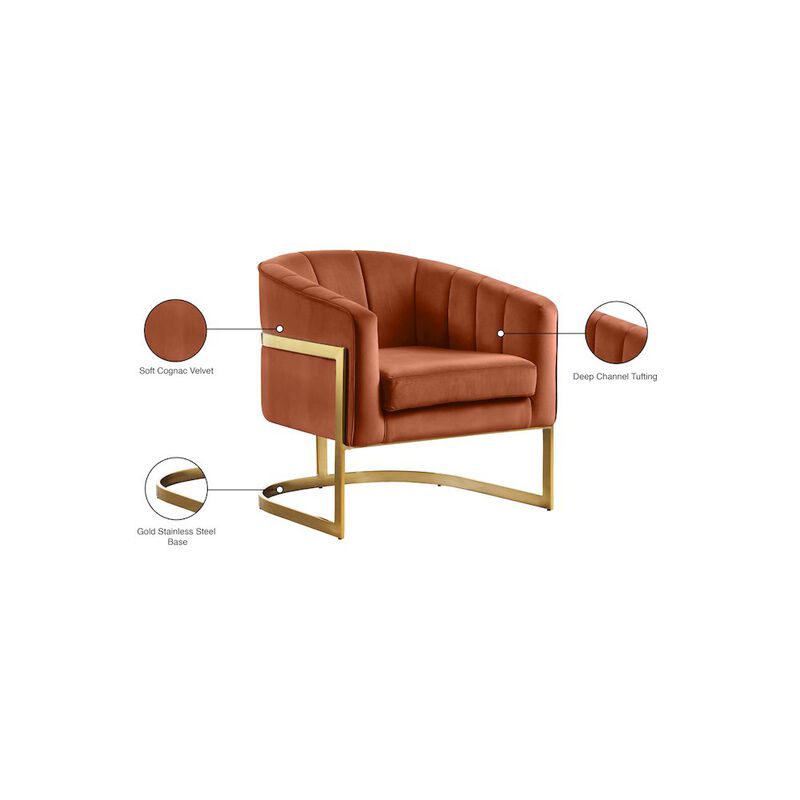 Meridian Furniture Carter Cognac Velvet Accent Chair