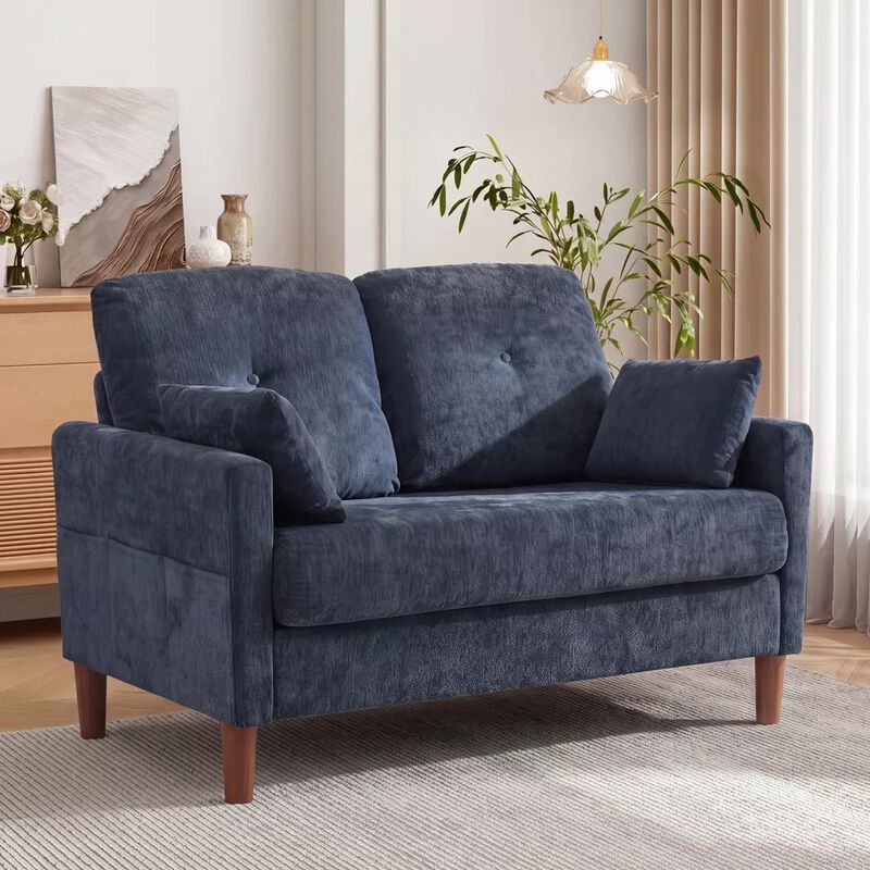 Vipbear 48" Chenille Loveseat Sofa for Small Spaces &ndash; 2-Seater Couch with Deep Seat, Side Pocket image number 8