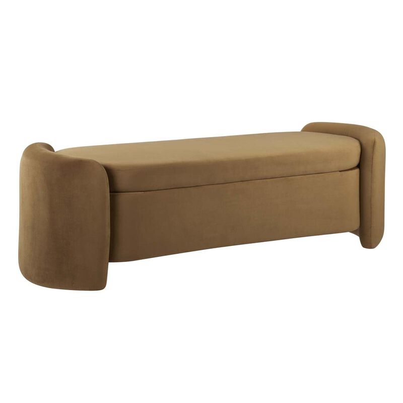 Modway Nebula Upholstered Performance Velvet Bench in Cognac Brown image number 0