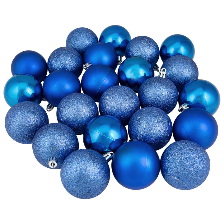 24ct Lavish Blue Shatterproof 4-Finish Christmas Ball Ornaments 2.5" (60mm)