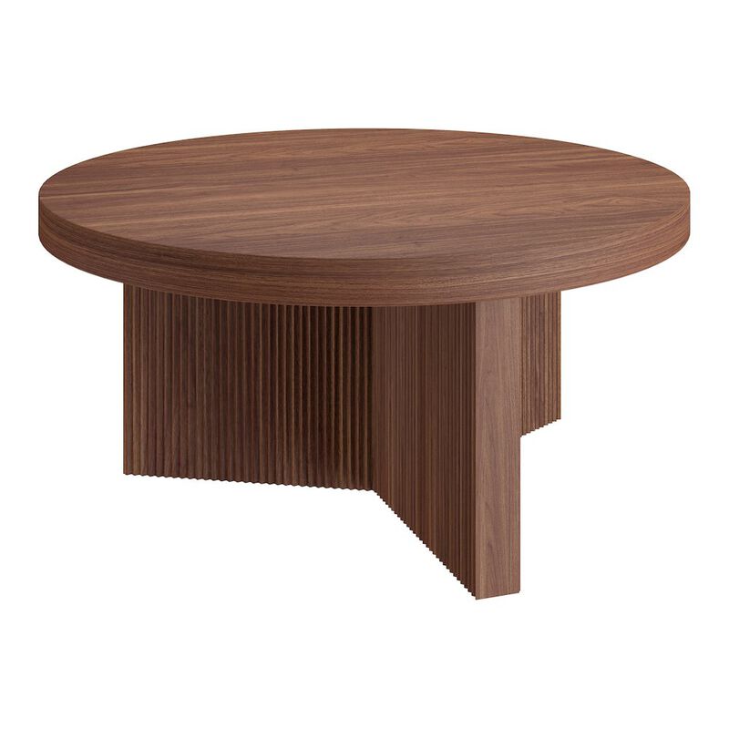 Hudson&Canal Holm 32 Wide Round Coffee Table in Satin Walnut