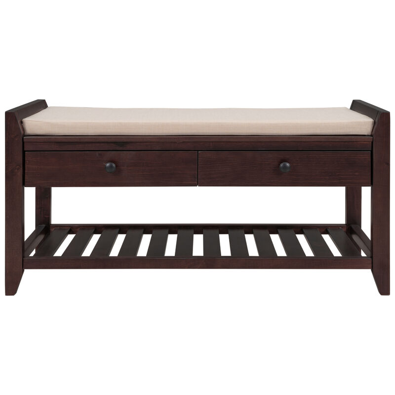 Streamdale Multipurpose Entryway Bench with Seat and Drawers (Espresso) image number 8