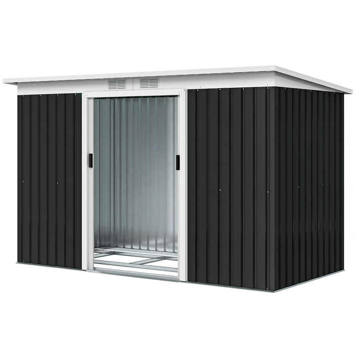 Hivvago 9' x 4' Metal Outdoor Storage Shed with Lockable Doors