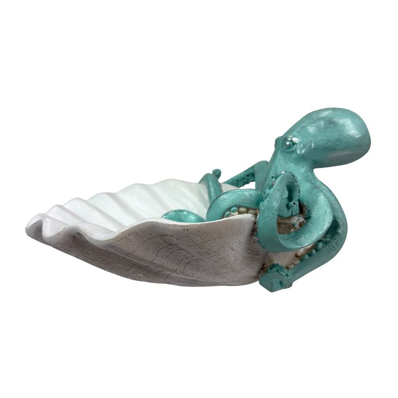 Decorative Octopus Shell Tray Coastal Resin Catchall Dish 10 X 10 X 6 In image number 2